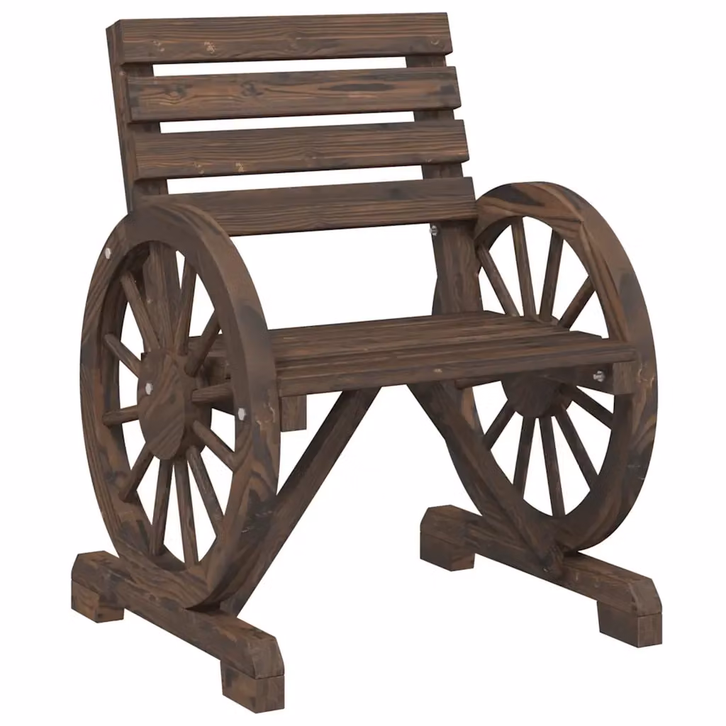 Sedia da giardino e patio in legno massello di abete marrone con braccioli L/P/H: 58 x 58 x 78,5 cm – 2
