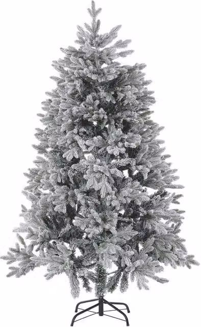 Albero di Natale Bianco Artificiale Innevato BELIANI in PVC con Base in Metallo H: 180 cm, L: 120 cm, P: 120 cm – 1