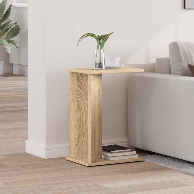 Tavolino moderno vidaXL in legno Rovere Sonoma, colore beige e marrone, L: 35 cm, P: 25 cm, H: 50 cm