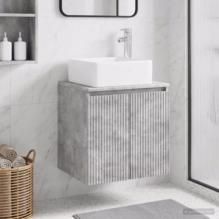 Mobile lavabo da parete vidaXL moderno in grigio, L: 53 cm, P: 35 cm, H: 63 cm