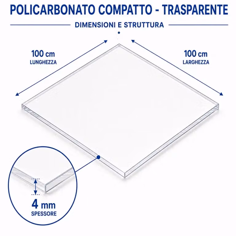 EZOOZA Pannello in Policarbonato Compatto Trasparente, Spessore: 4 mm, L/P: 100 x 100 cm, Confezione da 5 Pezzi