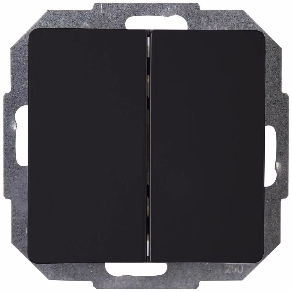 Interruttore bipolare Paris, da incasso, colore nero opaco, 10 AX, grado di protezione IP20