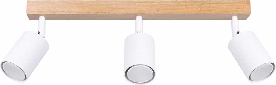 Faretto spot JUNGLO bianco e legno 3xGU10x10W in metallo, dimensioni: 17,5x45x61 cm, IP20, Pure Lume