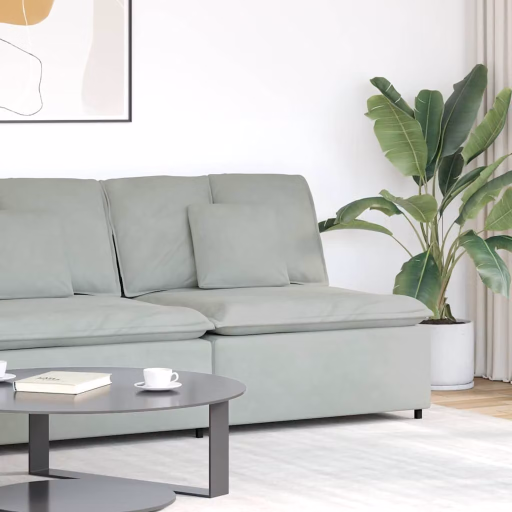 vidaXL Modulo Centrale di Divano Modulare con Cuscini Grigio Chiaro L: 100 cm