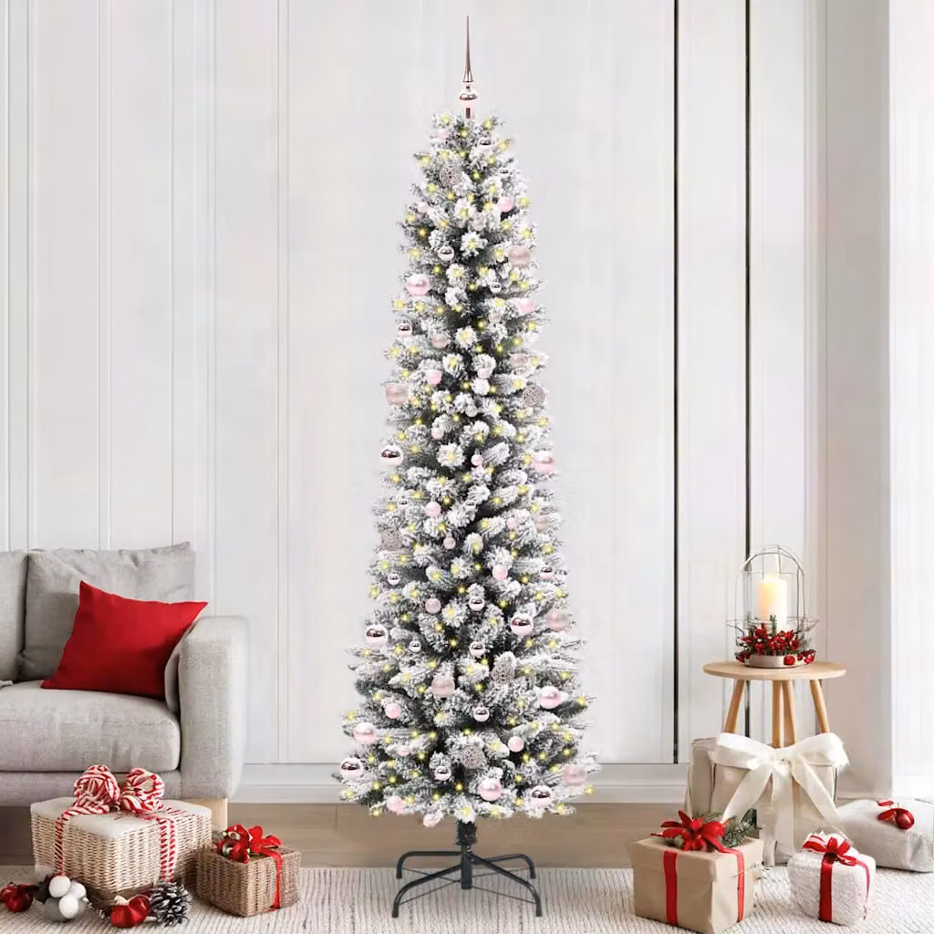 Albero di Natale artificiale vidaXL Bianco con 300 LED luce bianca calda, Altezza: 240 cm – 1