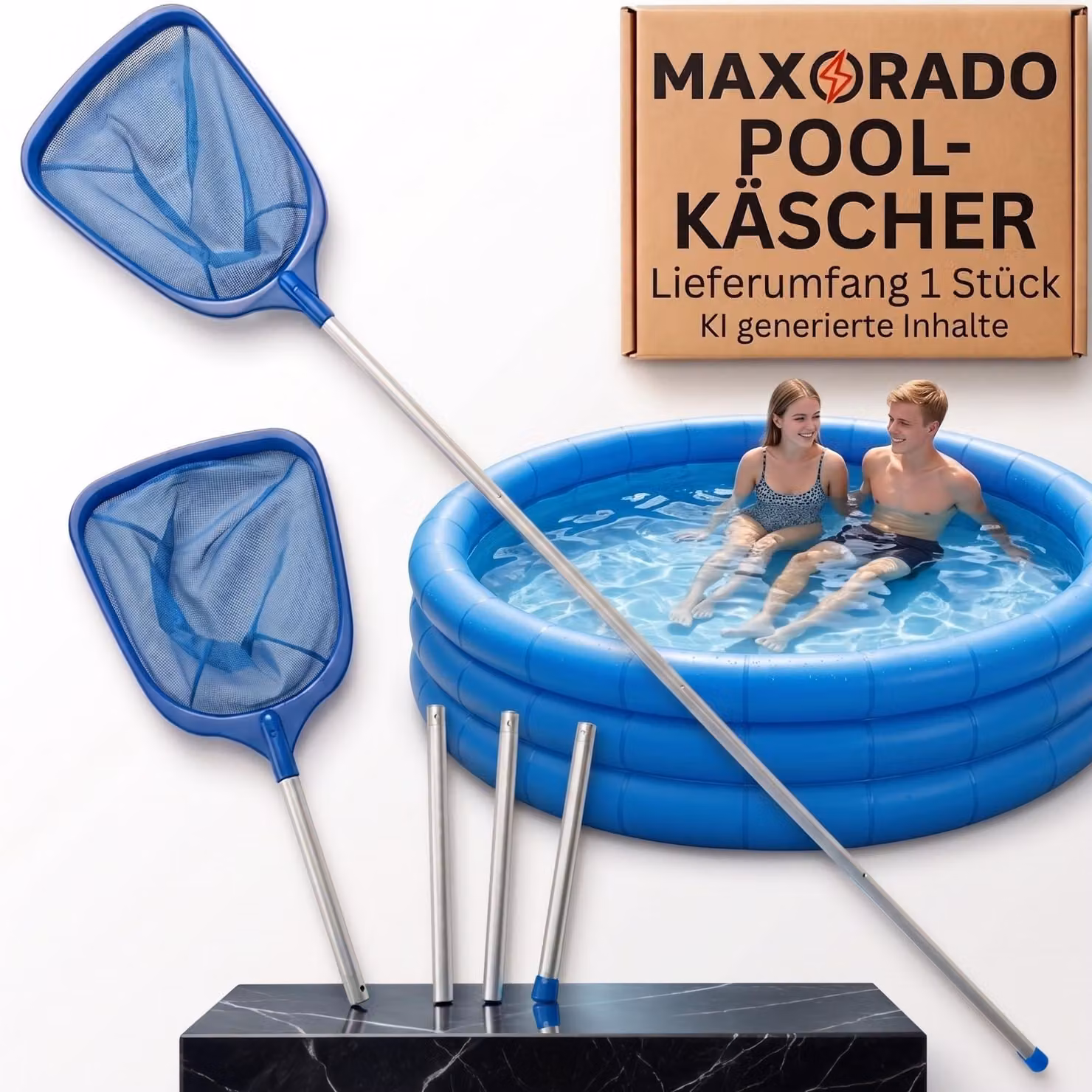 Retino per piscina, lunghezza 1,6 metri – Ideale per raccogliere foglie e sporcizia