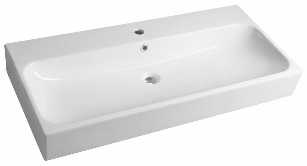 Sapho Toridi - Lavabo 101x47 cm, con sfioratore, foro per rubinetto, bianco TU0221