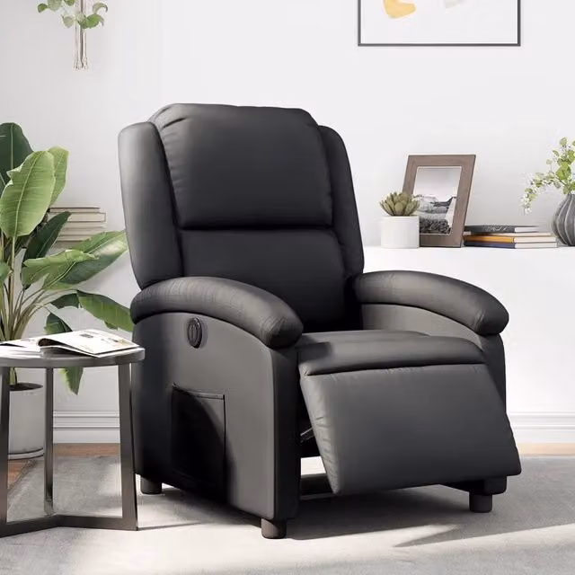 Poltrona Reclinabile Elettrica vidaXL in Pelle Nera con Braccioli e Design Moderno