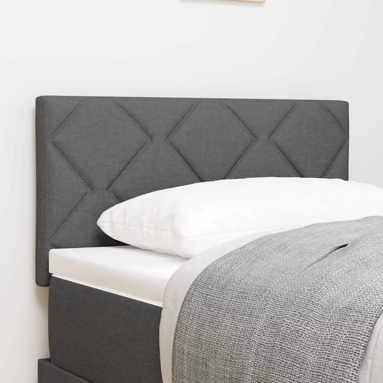 Testiera per letto moderna vidaXL in tessuto grigio con struttura in legno e pannello imbottito geometrico