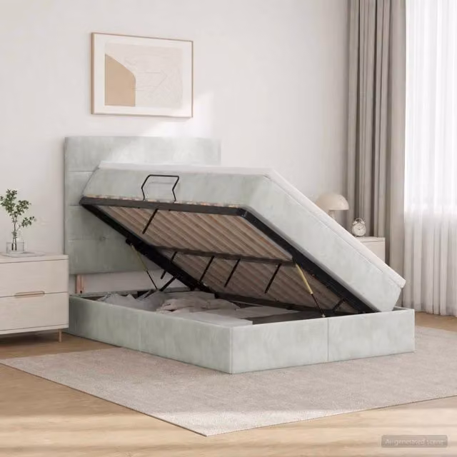 Letto con contenitore e materasso Grigio Chiaro 120 x 200 cm 3459681