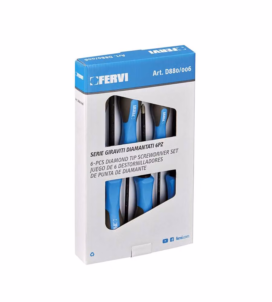 Fervi Giraviti Diamantati 6 Pz Mo-V - Misure da 4 a 6 mm - Isolati