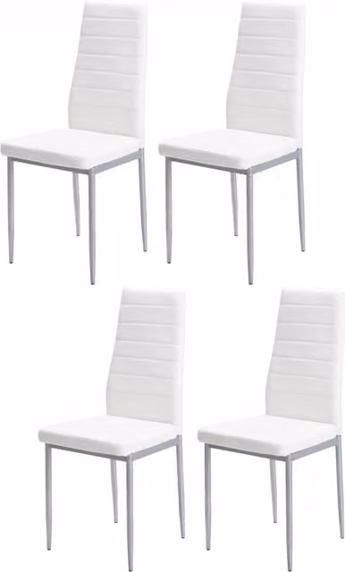Sedia DINNA II CASA VITAL bianca in ecopelle con struttura in metallo argento per sala da pranzo e cucina