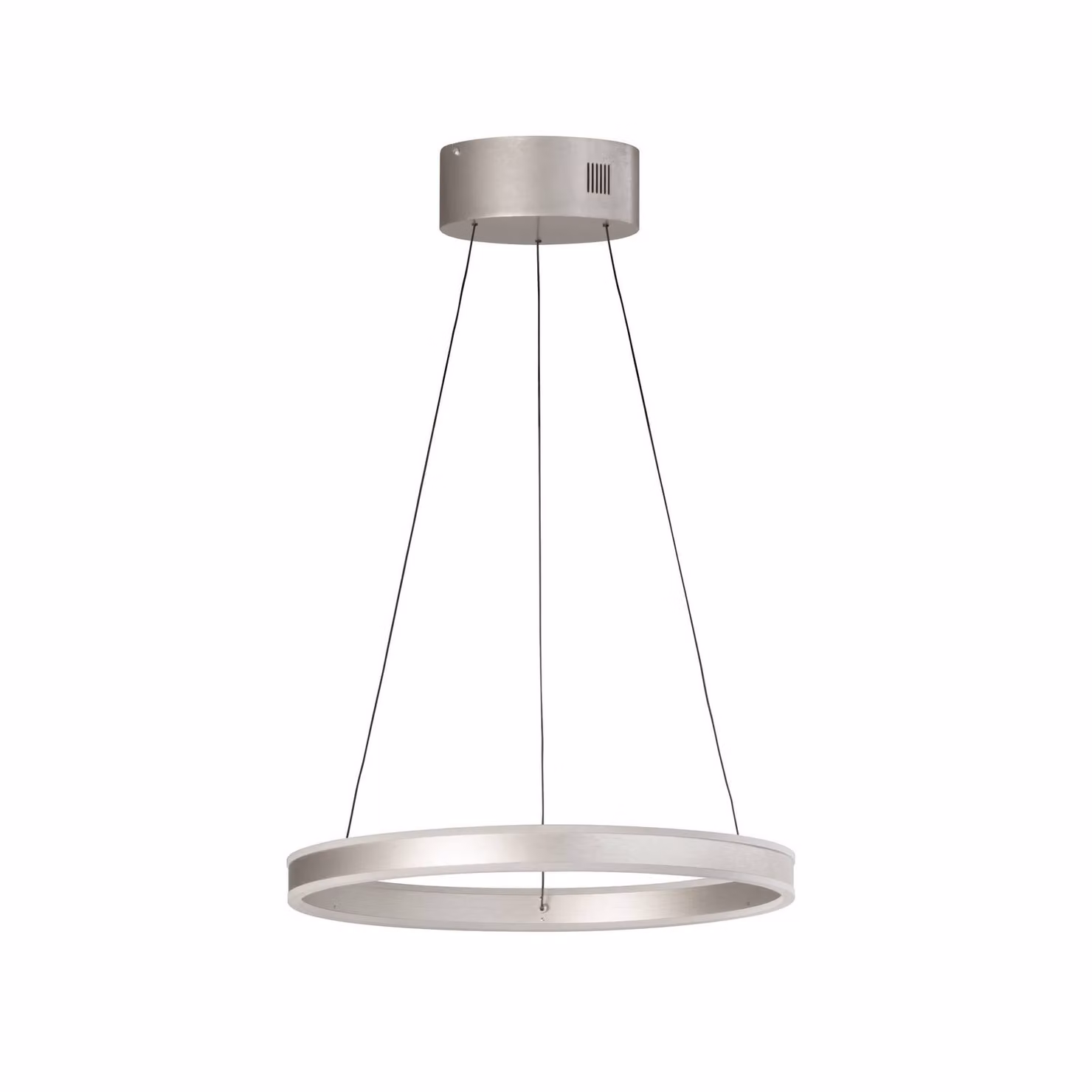 FISCHER & HONSEL Lampada LED a sospensione Silvio, Ø 50 cm, nichel opaco, metallo, CCT, dimmerabile, Alluminio / Grigio / Zincato, Soggiorno / Sala da pranzo, Metallo, Moderno