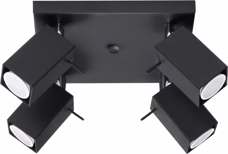 Lampada da soffitto BRAVEA nera-cromata 4xGU10x40W in metallo, dimensioni: 15x25x25 cm, IP20, Pure Lume