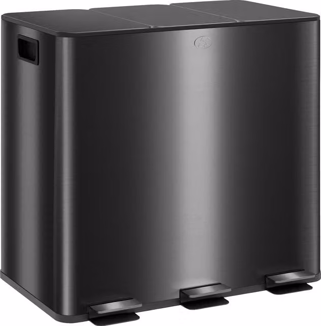 Bidone da cucina HOMCOM da 45L con 3 scomparti da 15L, coperchio con chiusura morbida e secchi interni rimovibili, nero