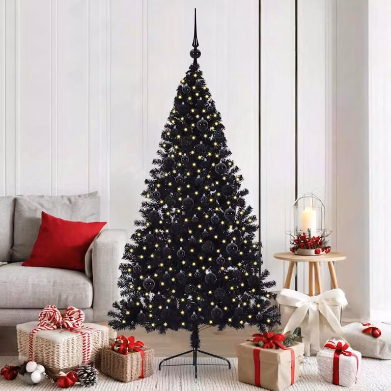 Maison Exclusive - Albero di Natale artificiale preilluminato Nero 180 cm PVC