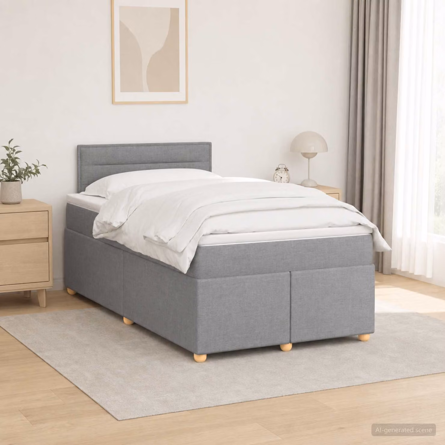 vidaXL Letto box spring con materasso Grigio Chiaro 120 x 190 cm