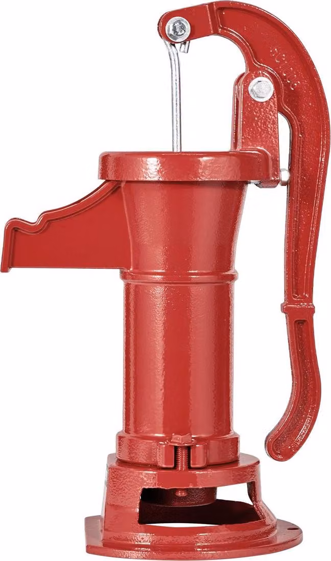 Pompa a mano per pozzo, sollevamento massimo 7,6 m, pompa manuale antica in ghisa, attacco NPT da 1-1/4 pollici, facile da installare, stile antico per giardini esterni, laghetti, cortili, fattorie, colore rosso