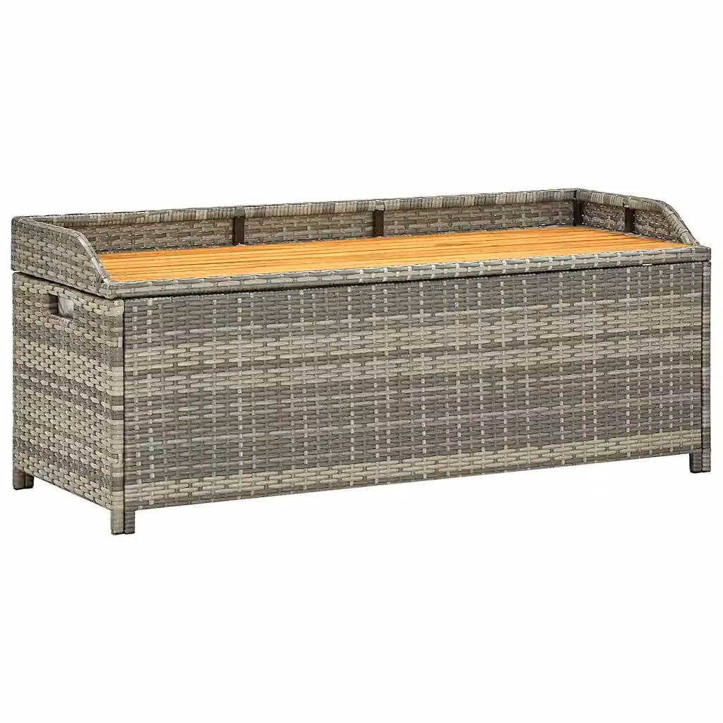 Panca da giardino moderna vidaXL in legno di acacia oliato con vano portaoggetti grigio L: 120 cm – 2