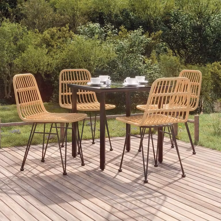 Maison Exclusive - Set da pranzo da giardino in rattan sintetico, 5 pezzi