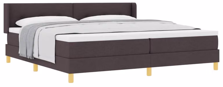 Letto a molle con testiera marrone scuro 200 x 200 cm in tessuto