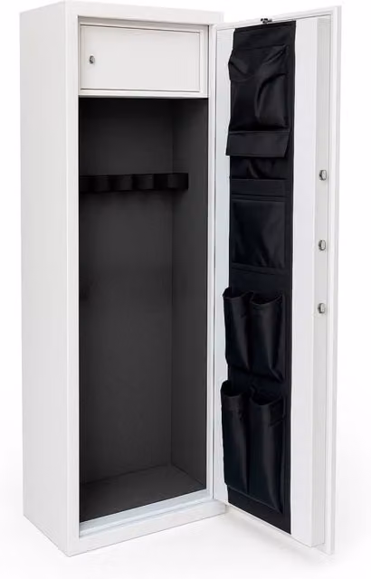 Fuciliera Blindata in Acciaio con Serratura Digitale e Chiave MEGAOFFERTE Bianco Frassinato L: 148 cm, P: 34 cm, H: 28 cm, 5 Posti