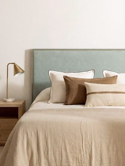 Testiera imbottita Solum Kenay Home colore verde menta L: 160 cm, H: 120 cm, P: 165 cm