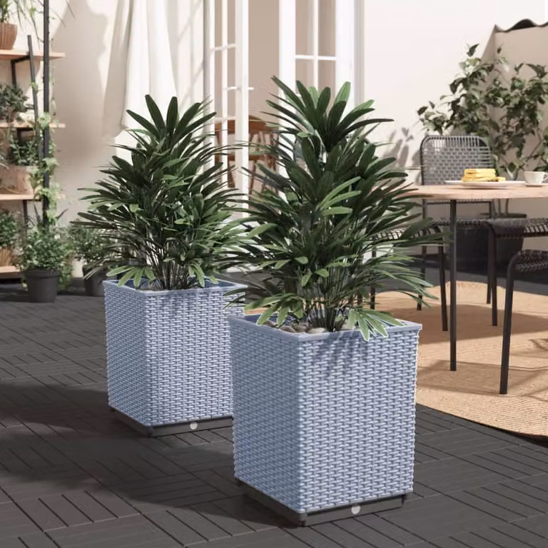 Set di 2 fioriere vidaXL in polipropilene grigio chiaro, L 30 cm x P 30 cm x H 37 cm
