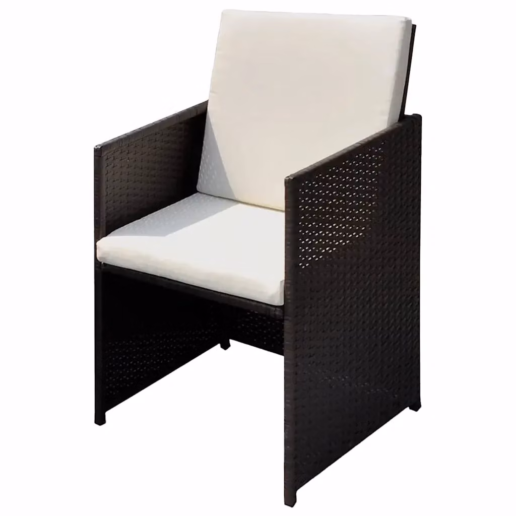 Set di 3 sedie da giardino moderne vidaXL in polyrattan marrone con cuscini e braccioli – 2