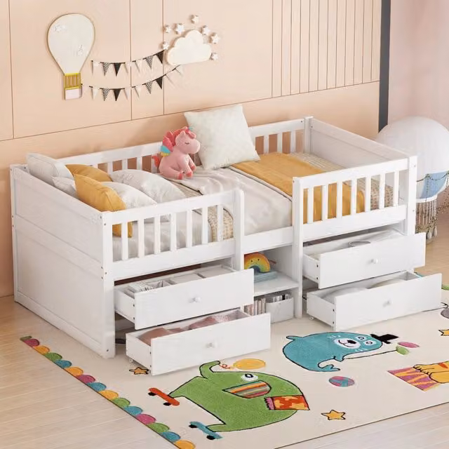 Letto singolo 90x200 - Xylo - 4 cassetti bianco