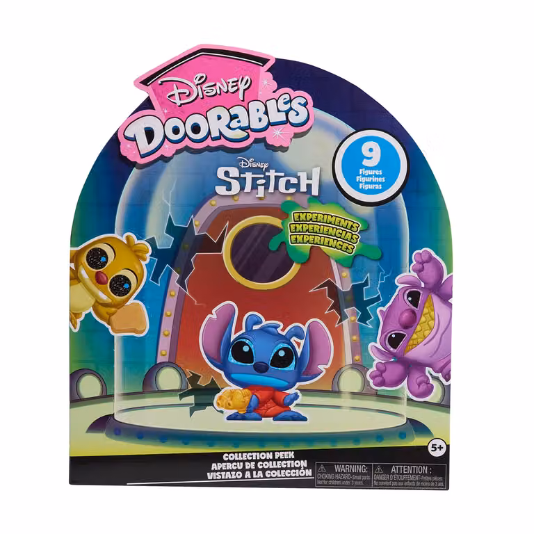 Just Play Disney Doorables Stitch Experiments Collection Peek Set di 9 Personaggi Collezionabili Multicolore