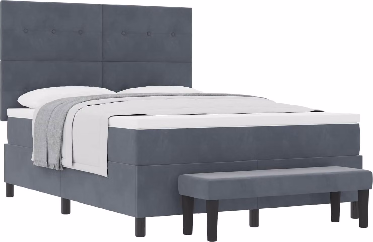 Letto a molle con testiera Grigio scuro 200 x 140 cm Velluto