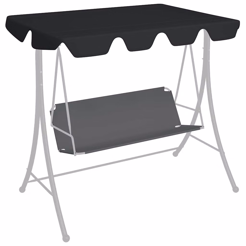 Baldacchino per dondolo da giardino vidaXL in poliestere rivestito in PVC, Nero, L: 188 cm, P: 168 cm, H: 145/110 cm