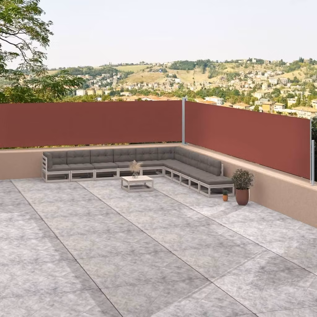 The Living Store Tenda laterale estensibile marrone 117x1200 cm