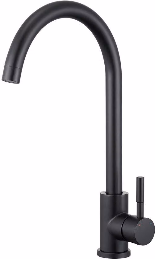 Miscelatore da cucina Ibenzoa® nero opaco, monocomando in acciaio inossidabile (SUS304), girevole a 360°, adatto per alta pressione, cartuccia in Vetroceramica da 35 mm, tubo da 600 mm