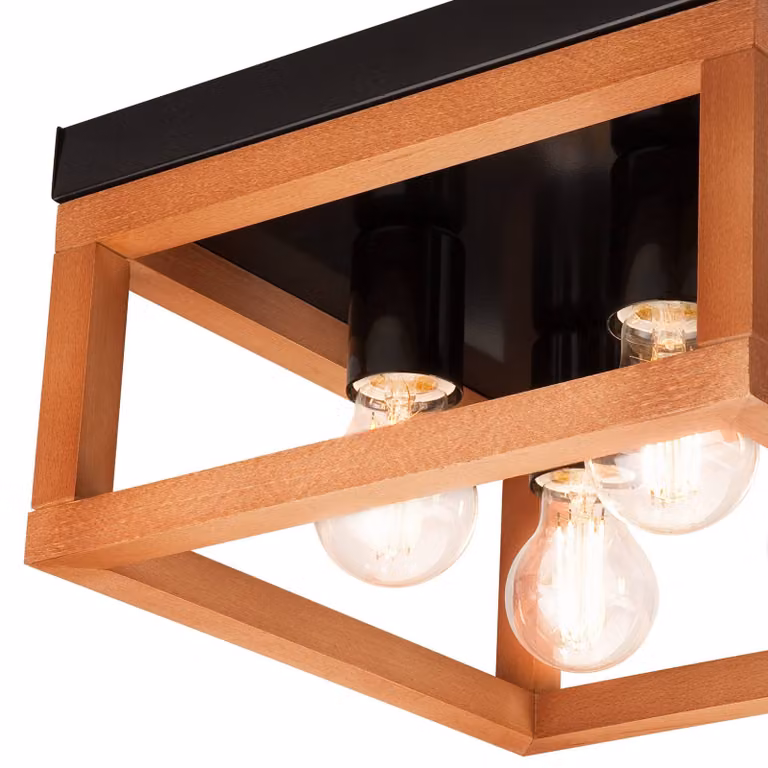 Plafoniera soffitto Phelan Lamkur, dimmerabile, Legno chiaro, Soggiorno / Sala da pranzo, Legno, Moderno, Plafoniera