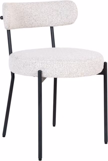 Set di 2 sedie da pranzo Badalona Vikasa Home in tessuto boucle bianco con gambe nere L: 49 cm, P: 57 cm, H: 72,5 cm