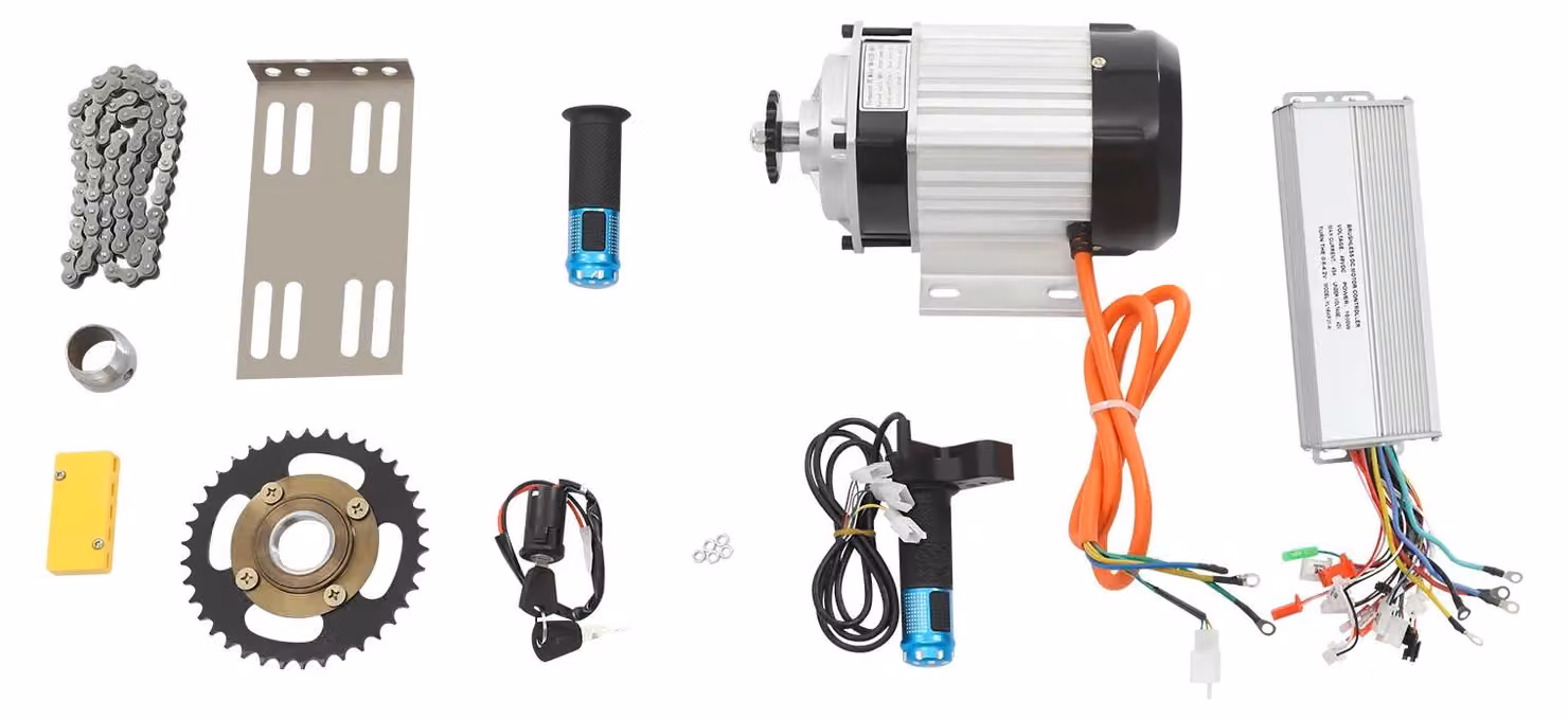Kit di conversione per triciclo con motore elettrico - 48V, 1000W, motore a corrente continua senza spazzole - 3 velocità avanti/indietro - Capacità di carico: 500 kg - Kit completo con controller
