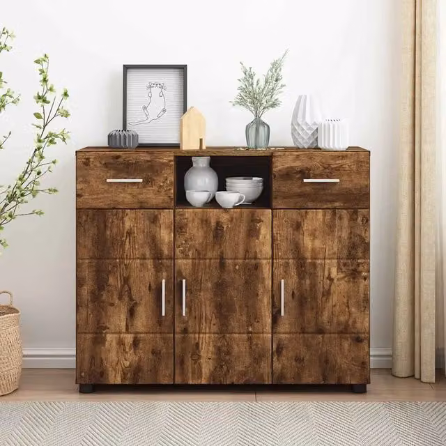 Credenza-Buffet-Armadio da cucina Rovere fumo 88,5 x 30,5 x 73 cm Legno multistrato