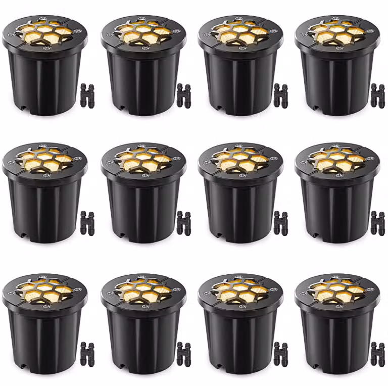Set di 12 luci da esterno per illuminazione del terreno, 1440 lumen, luce bianco caldo, grado di protezione IP67