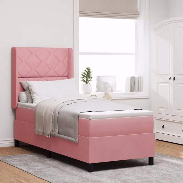 Maison Exclusive - Letto boxspring con strisce luminose a LED Rosa 80 x 200 cm in velluto