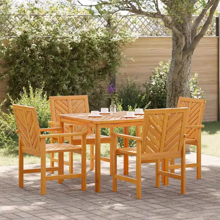 Set da pranzo per giardino e terrazzo vidaXL in legno di acacia marrone, composto da 5 pezzi