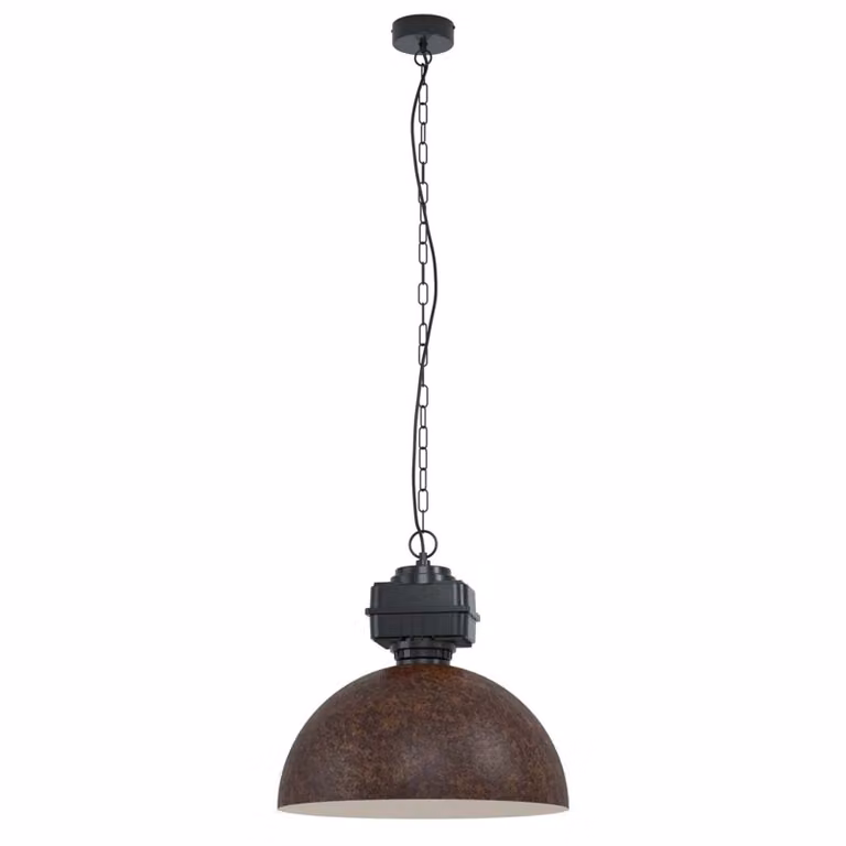 Lampadario Moderno Rockingham 1 Luce Acciaio Nero E Marrone