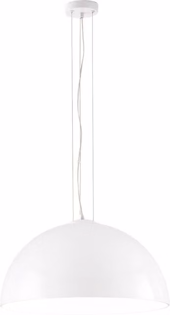 Lampada a sospensione Perenz Bell bianca in metallo e vetro con design moderno a cupola e attacco E27