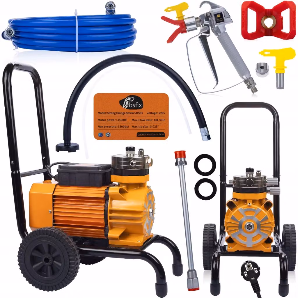 Agitatore Verniciatore Airless Rosfix Strong Orange Storm SOS03 con Motore 3500W, Pompa in Acciaio Inox e Set Accessori Completo – 2