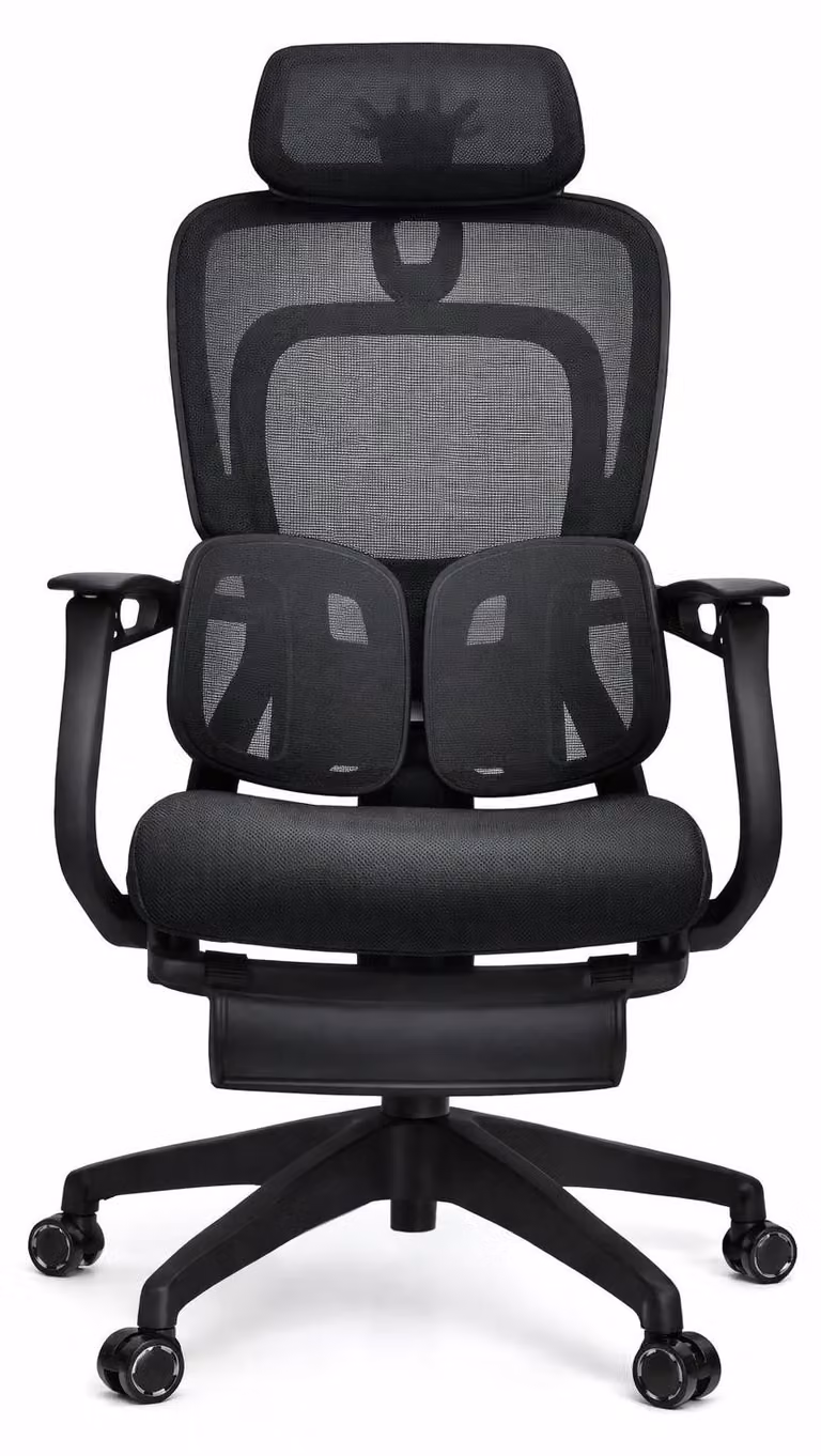 Sedia da ufficio ergonomica con poggiapiedi e schienale regolabili