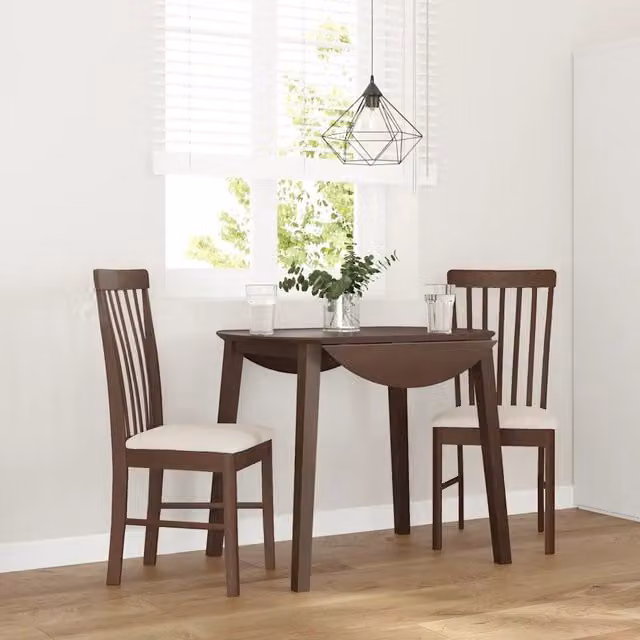 Set di 2 sedie da pranzo vidaXL in legno di Hevea marrone con cuscini in tessuto – 1