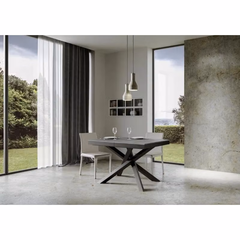 Tavolo allungabile Itamoby Volantis Evolution con telaio Antracite e piano Cemento L: 90 cm, P: 120/380 cm – 2