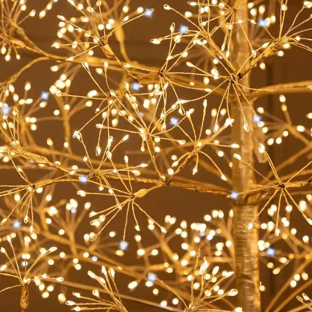 Albero Champagne h 1,5 m con 1500 microled o h 1,8 m con 2100 microled bianco caldo e bianco freddo, uso interno - 1.5.