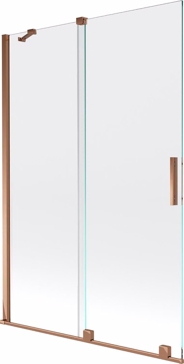Mexen Velar paravento doccia a 2 ante scorrevoli 120 x 150 cm, trasparente, oro rosa - 896-120-000-01-60